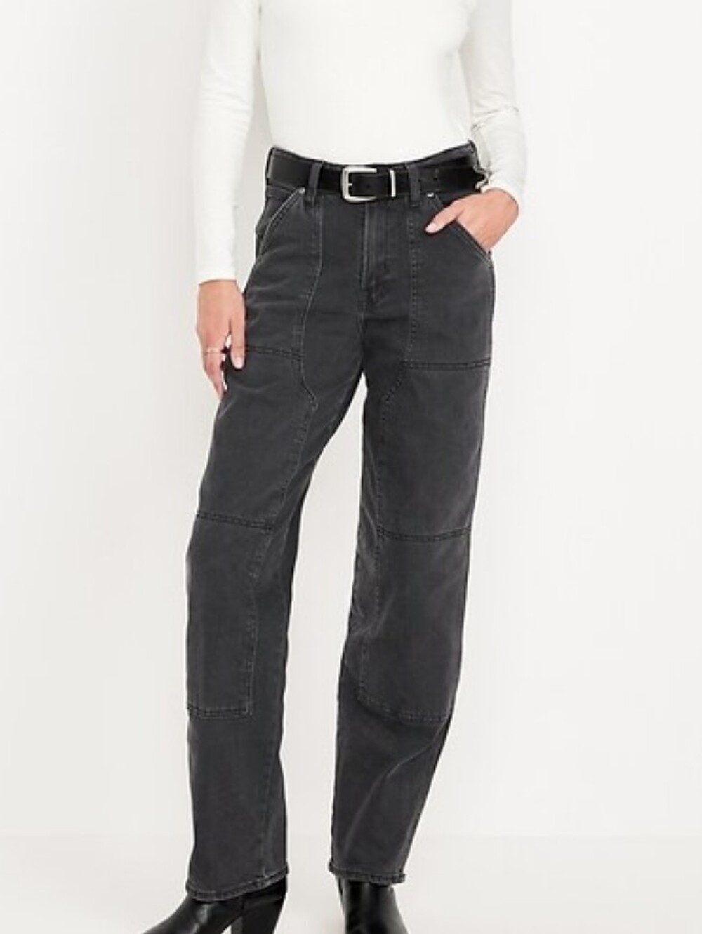 Old Navy High-Rise OG Loose Straight-Leg Women’s Jeans — Washed Black 12 Tall